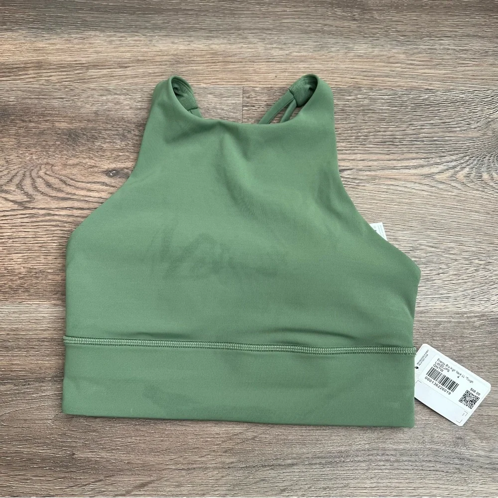 Lululemon Energy Bra High-Neck Longline Tough *Medium Support Green Twill_4